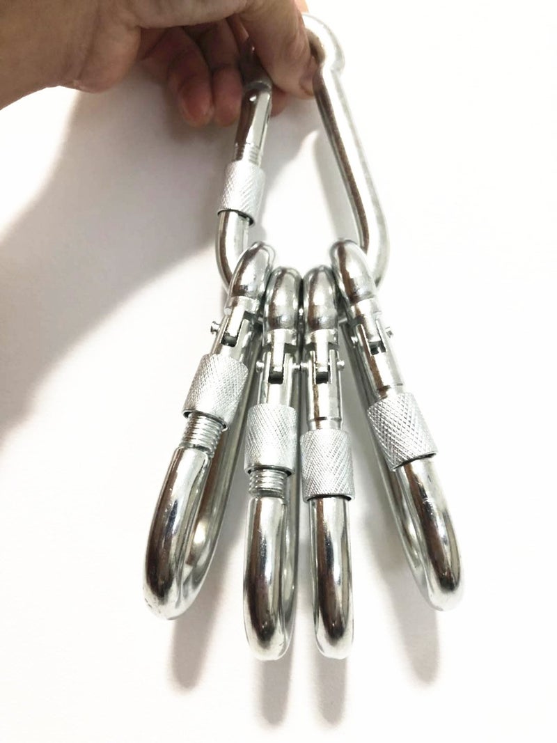 ESKONI 5 Pc 4.5" Big Heavy Duty 750LBS Stainless Steel Non Rust Spring Snap Keychain Clip Hook Carabiner Screw Lock Key Ring Hook with Spring Loaded Gate,Outdoor, Camping, Traveling, Hiking etc - Image 4